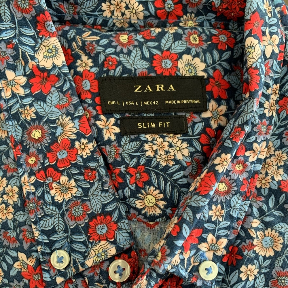 ZARA lot of 2 short sleeve button down shirt top L